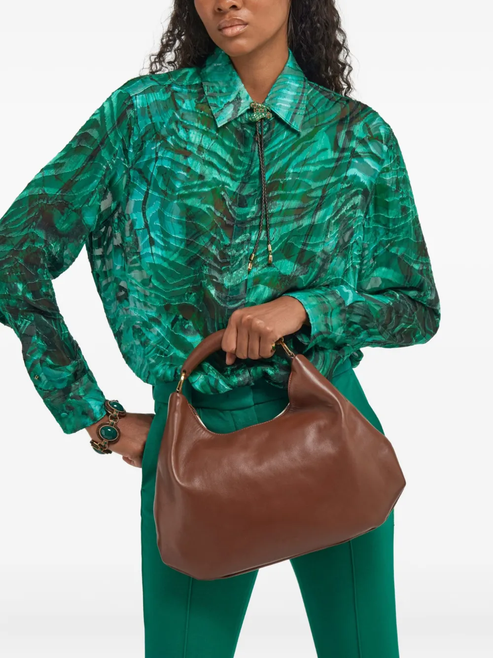 Roberto Cavalli leather top-handle shoulder bag - Bruin