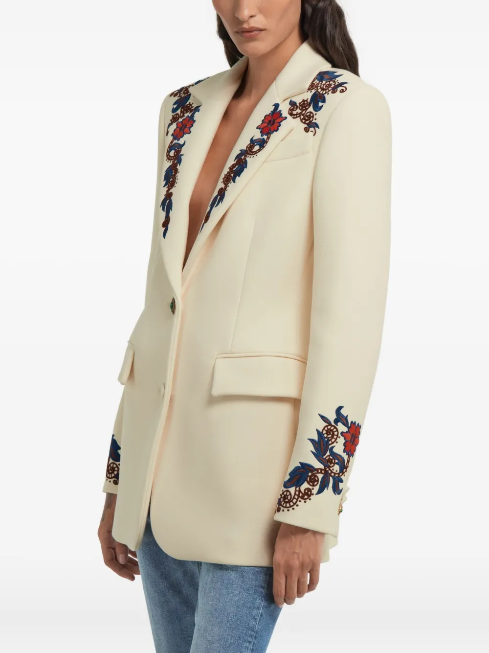 ROBERTO CAVALLI FLORAL-EMBROIDERED BLAZER