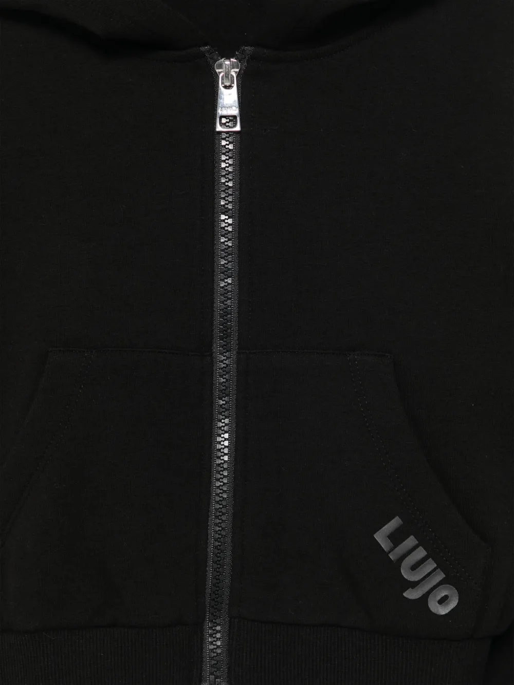Shop Liu •jo Rubberised-logo Hoodie In Black