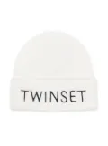 TWINSET Kids embroidered-log beanie - White