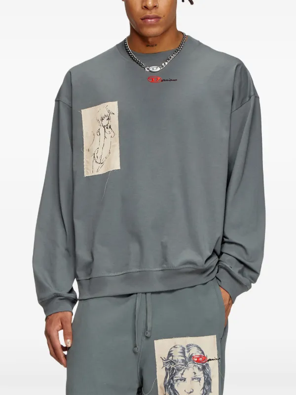 DIESEL s-boxt-ls-1p-dd ダミアーノ・デイヴィッド Diesel x Damiano David S-Boxt セーター | グレー | FARFETCH JP