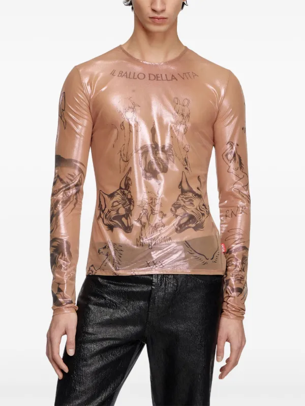 DIESEL t-claude-dd マネスキン ダミアーノ・デイヴィッド Diesel x Damiano David T-Claude-DD Top | Pink | FARFETCH
