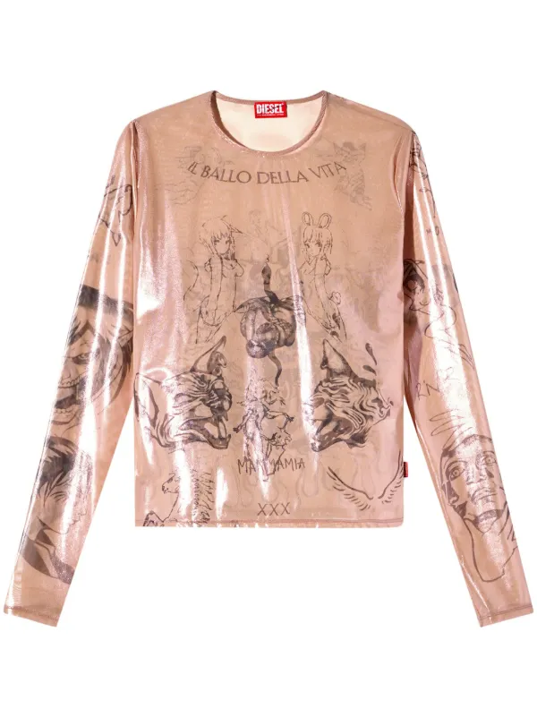 DIESEL t-claude-dd マネスキン ダミアーノ・デイヴィッド Diesel x Damiano David T-Claude-DD Top | Pink | FARFETCH