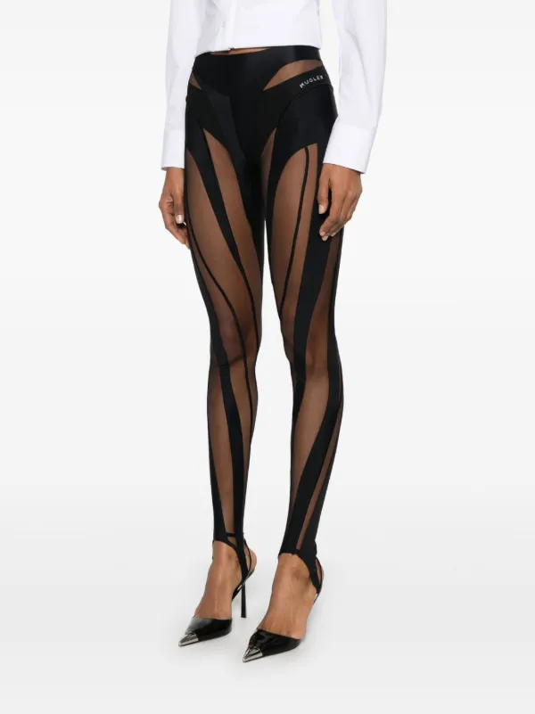 【関税込み】Mugler ブラック Spiral レギンス Mugler Spiral Leggings | Black | FARFETCH