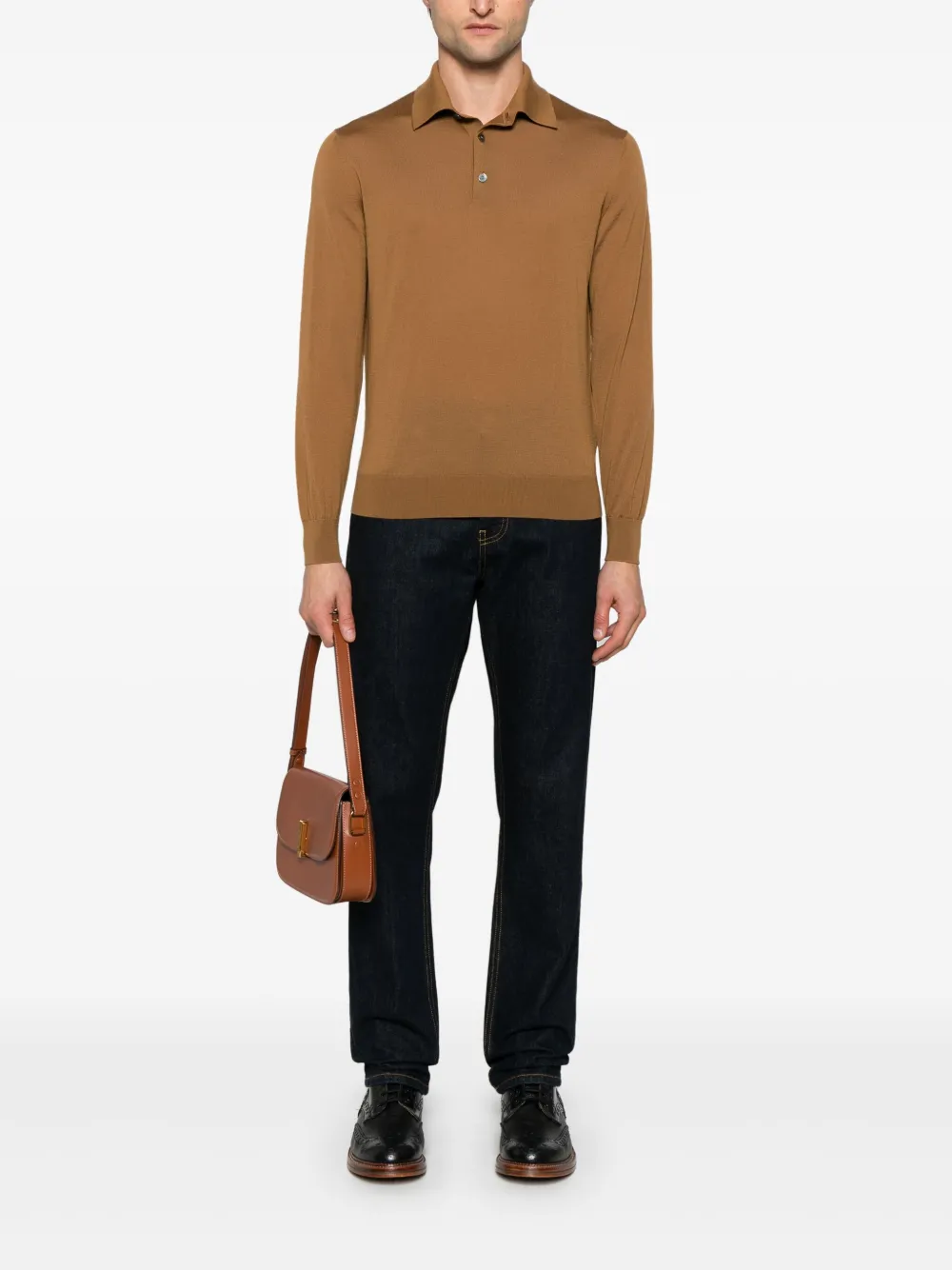 Zegna Wollen poloshirt - Bruin