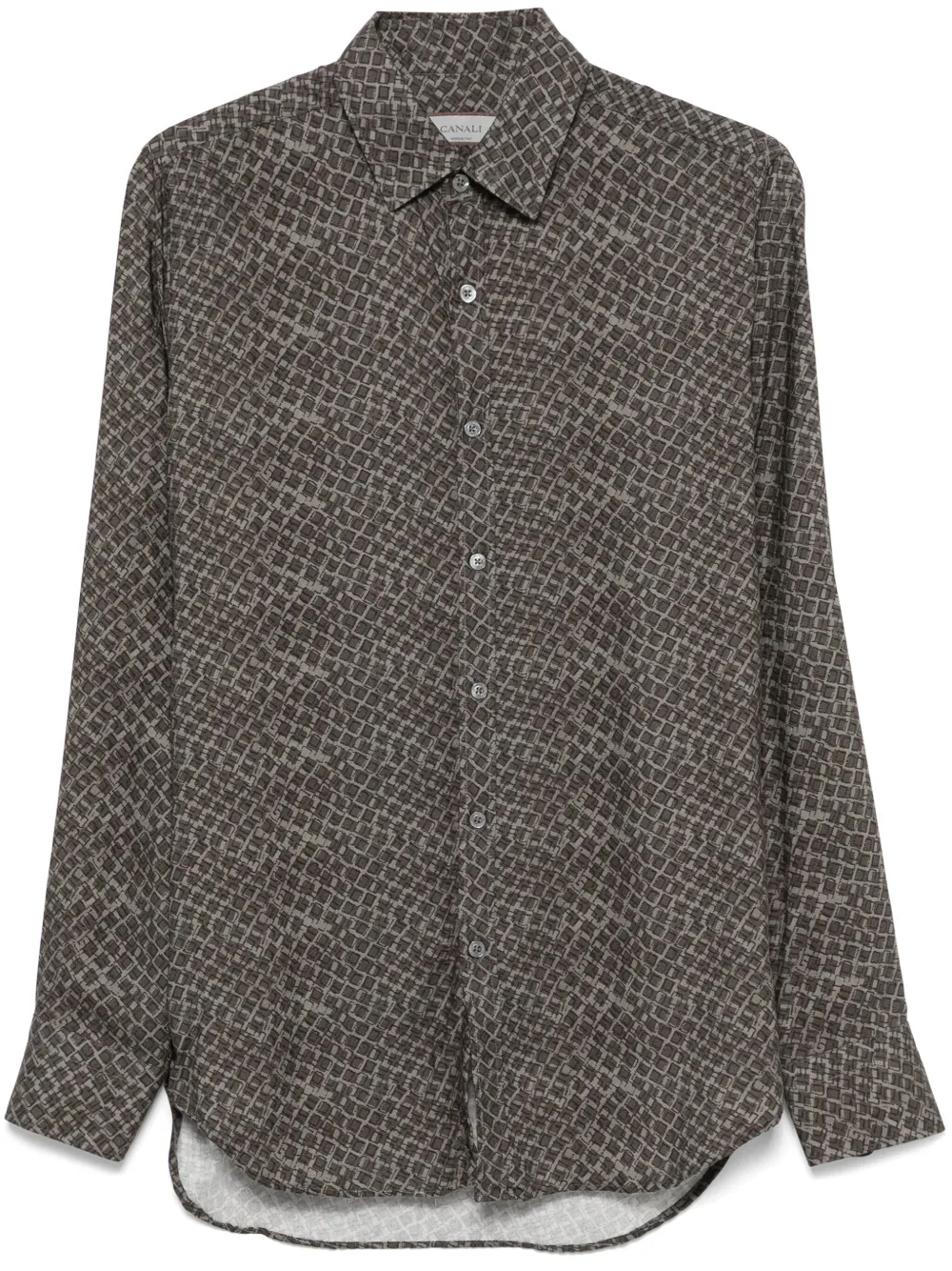 Canali Overhemd met grafische print Groen