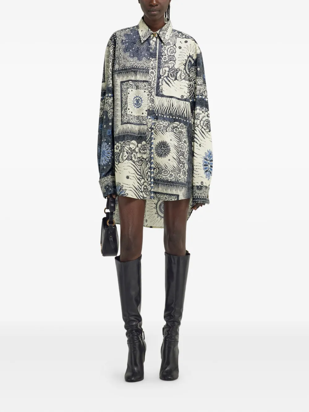 Roberto Cavalli bandana-print shirt dress - Blauw