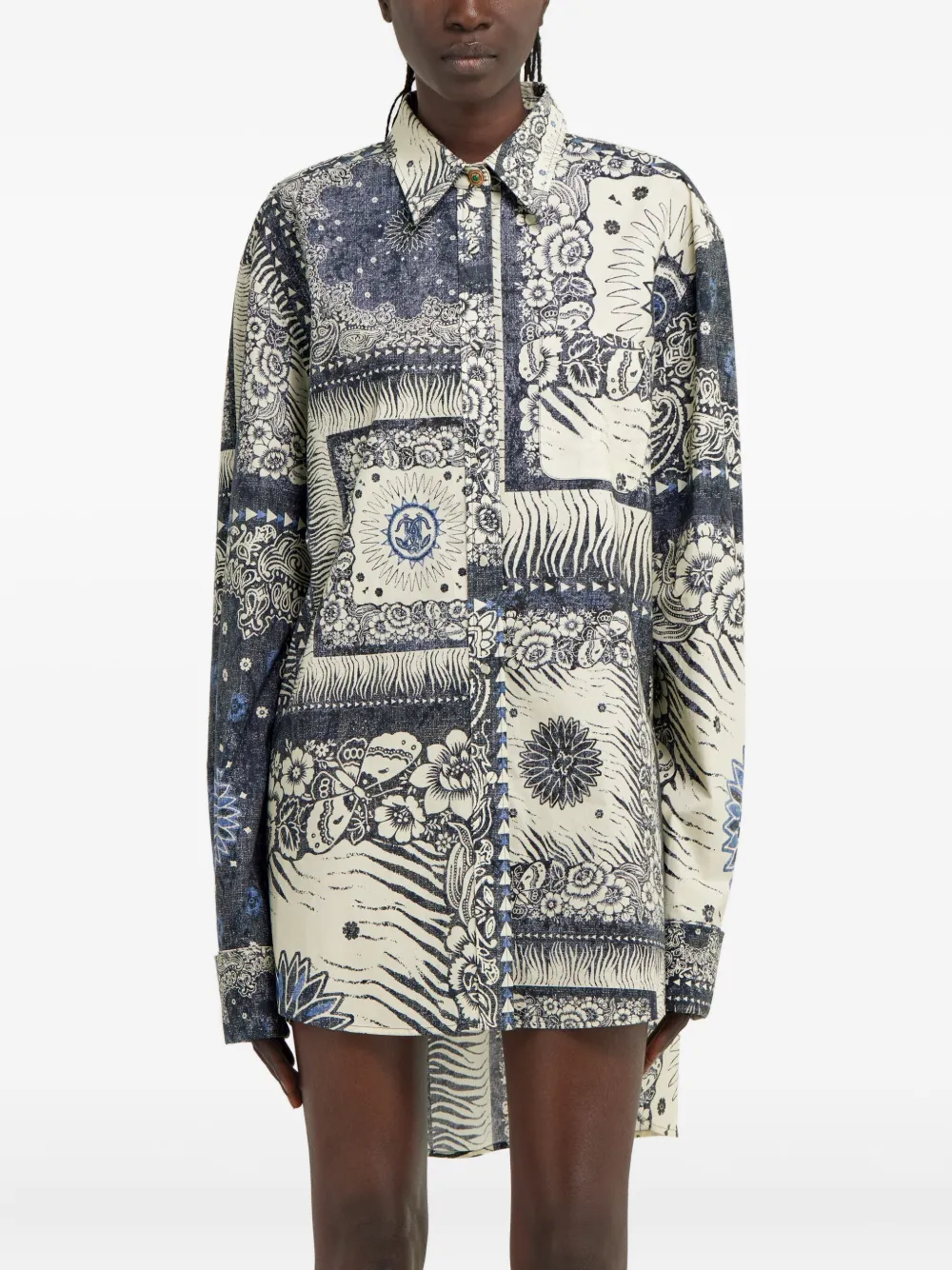 Roberto Cavalli T-shirtjurk met print Blauw
