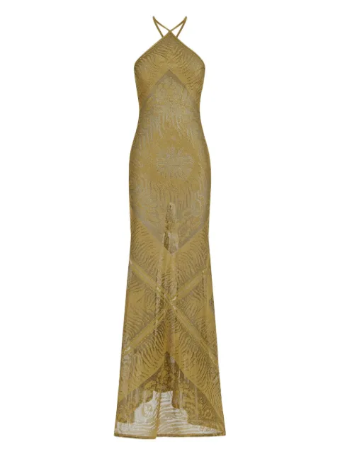Roberto Cavalli Vestido longo com padronagem jacquard