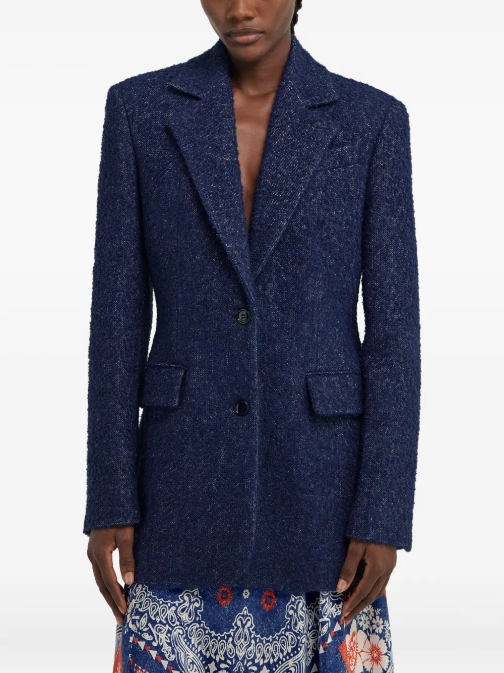 Roberto Cavalli Textured Single-breasted Blazer In Blue
