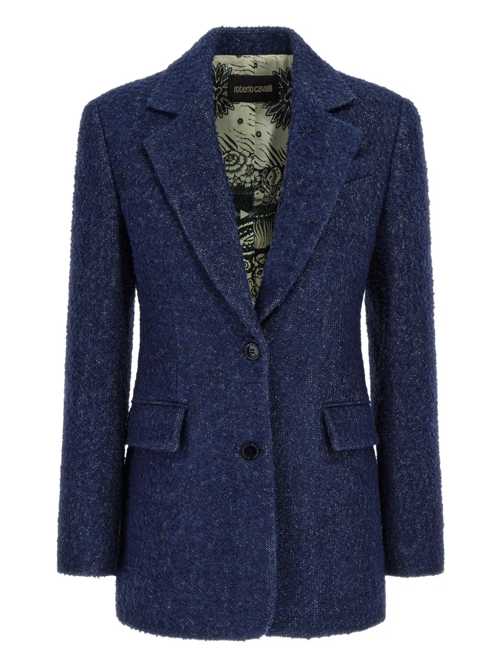 Roberto Cavalli Textured Single-breasted Blazer In Blue