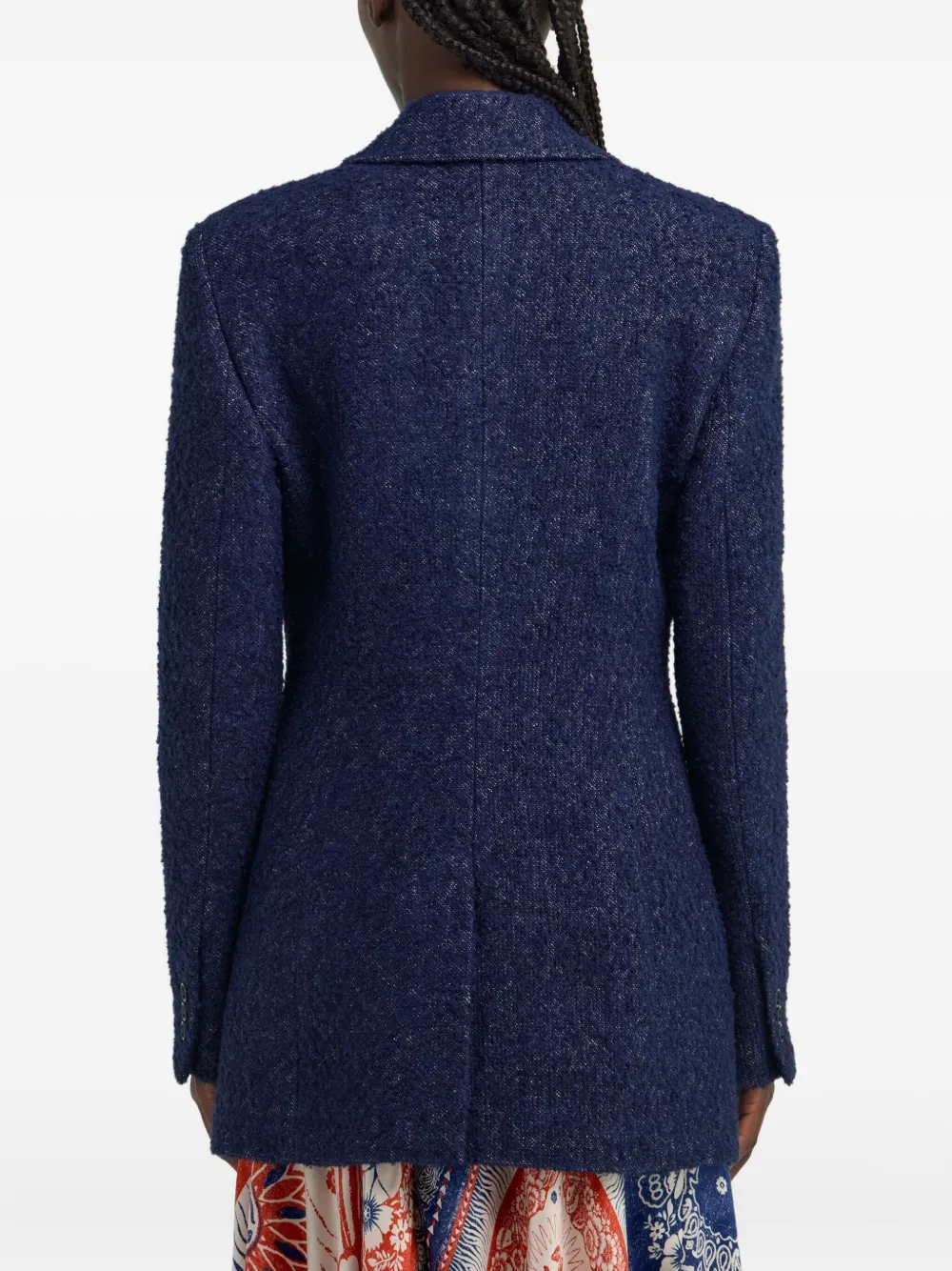 Roberto Cavalli Textured Single-breasted Blazer In Blue