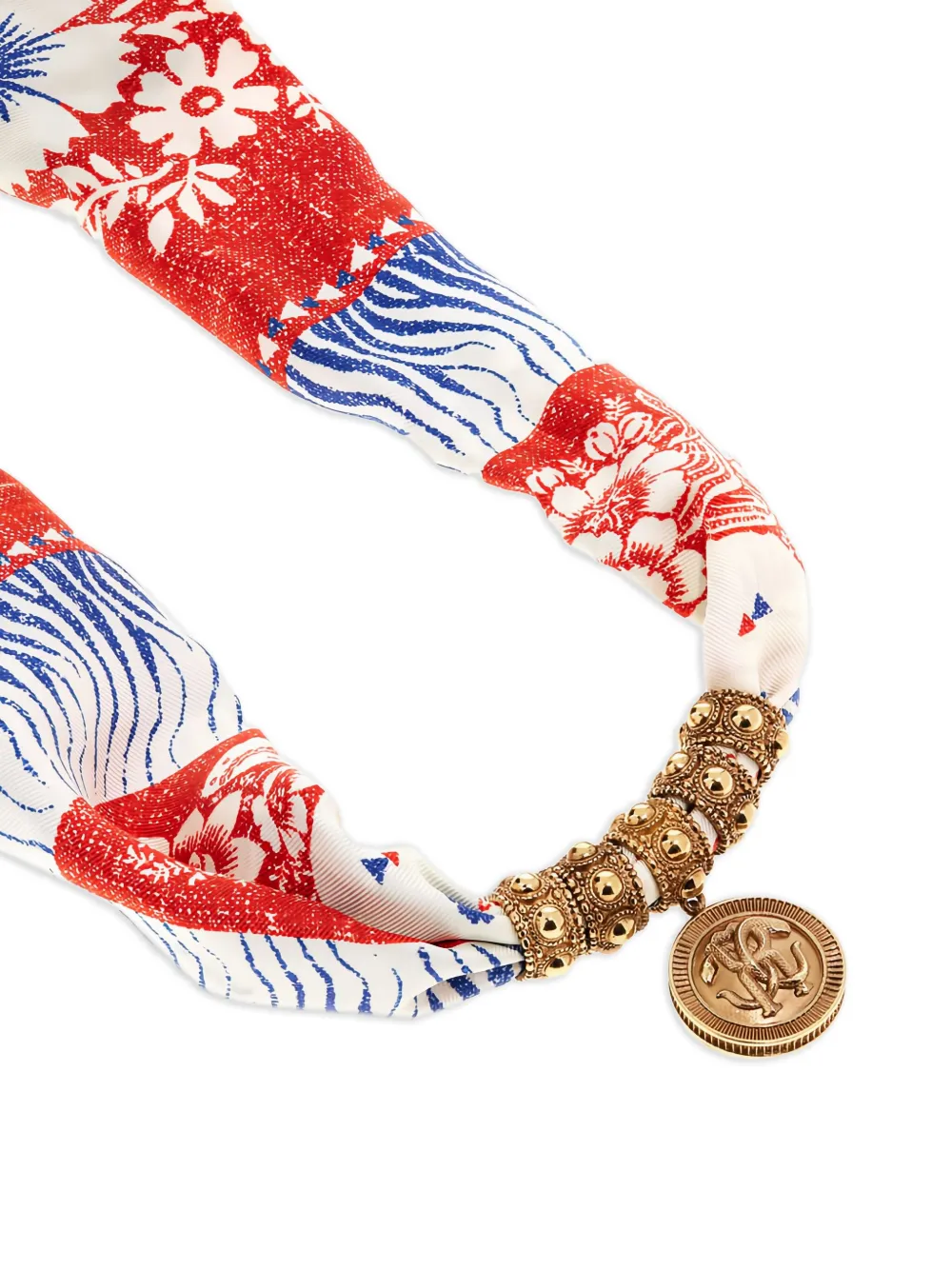  Roberto Cavalli Silk-floral Patterned Necklace - Blue 