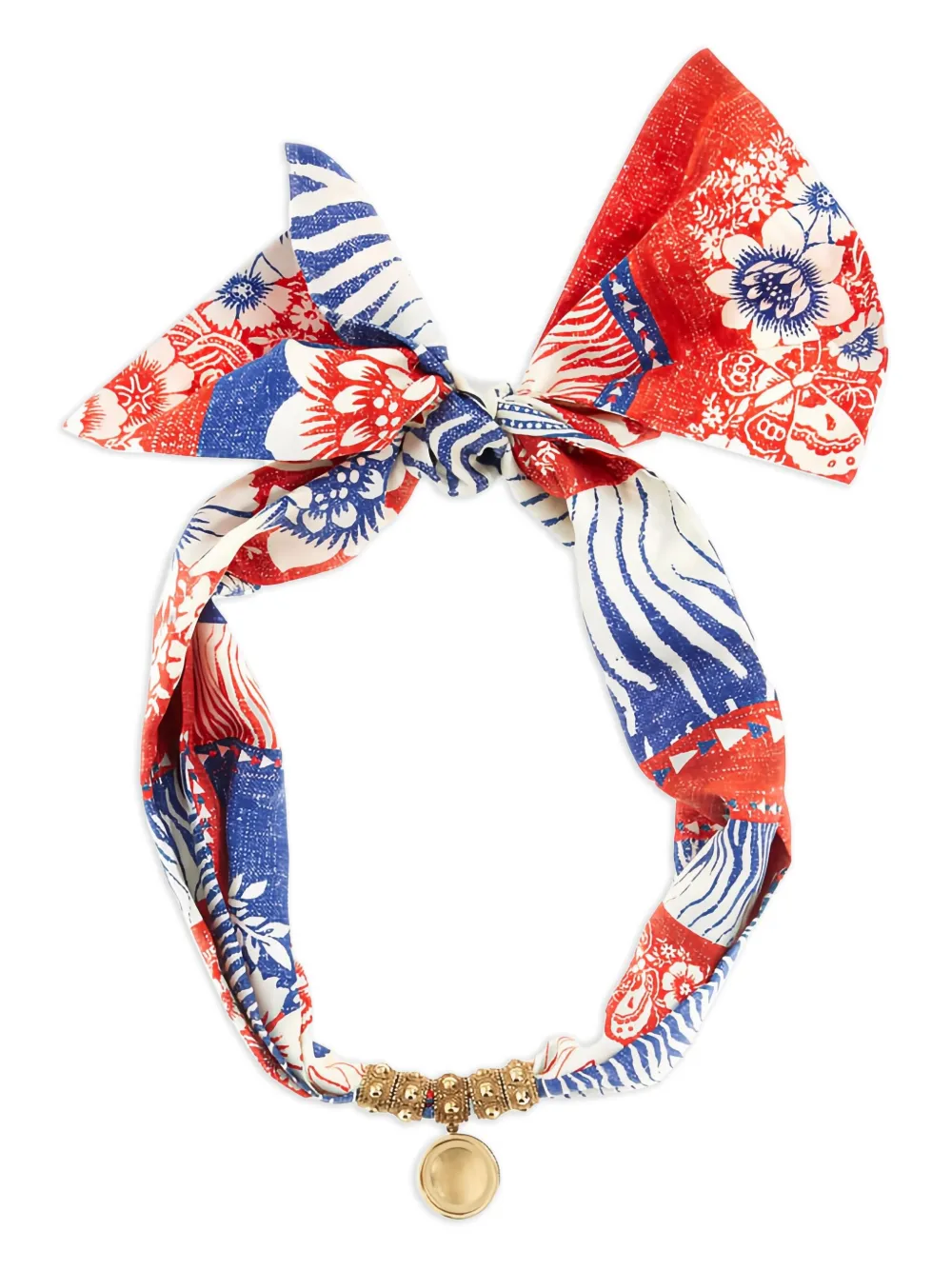  Roberto Cavalli Silk-floral Patterned Necklace - Blue 