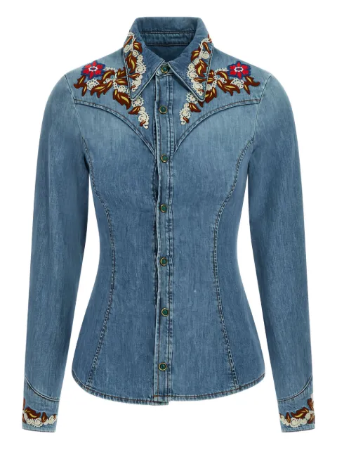 Roberto Cavalli embroidered denim shirt