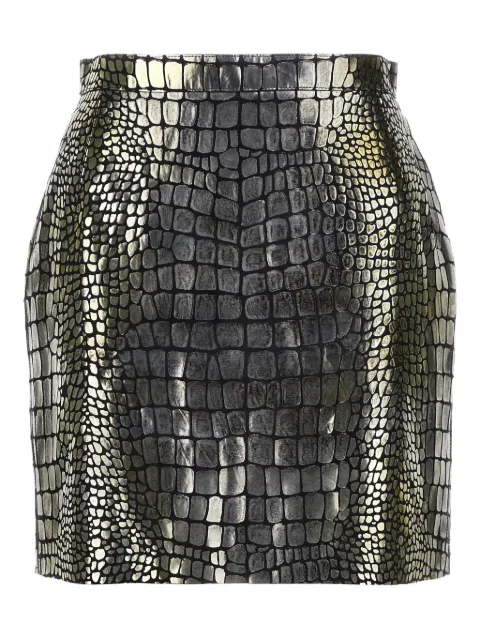 Roberto Cavalli crocodile-effect leather mini skirt