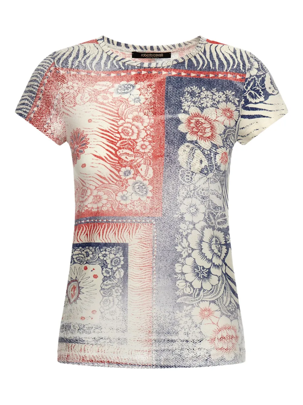 Roberto Cavalli Crew-neck Short-sleeve T-shirt In Blue