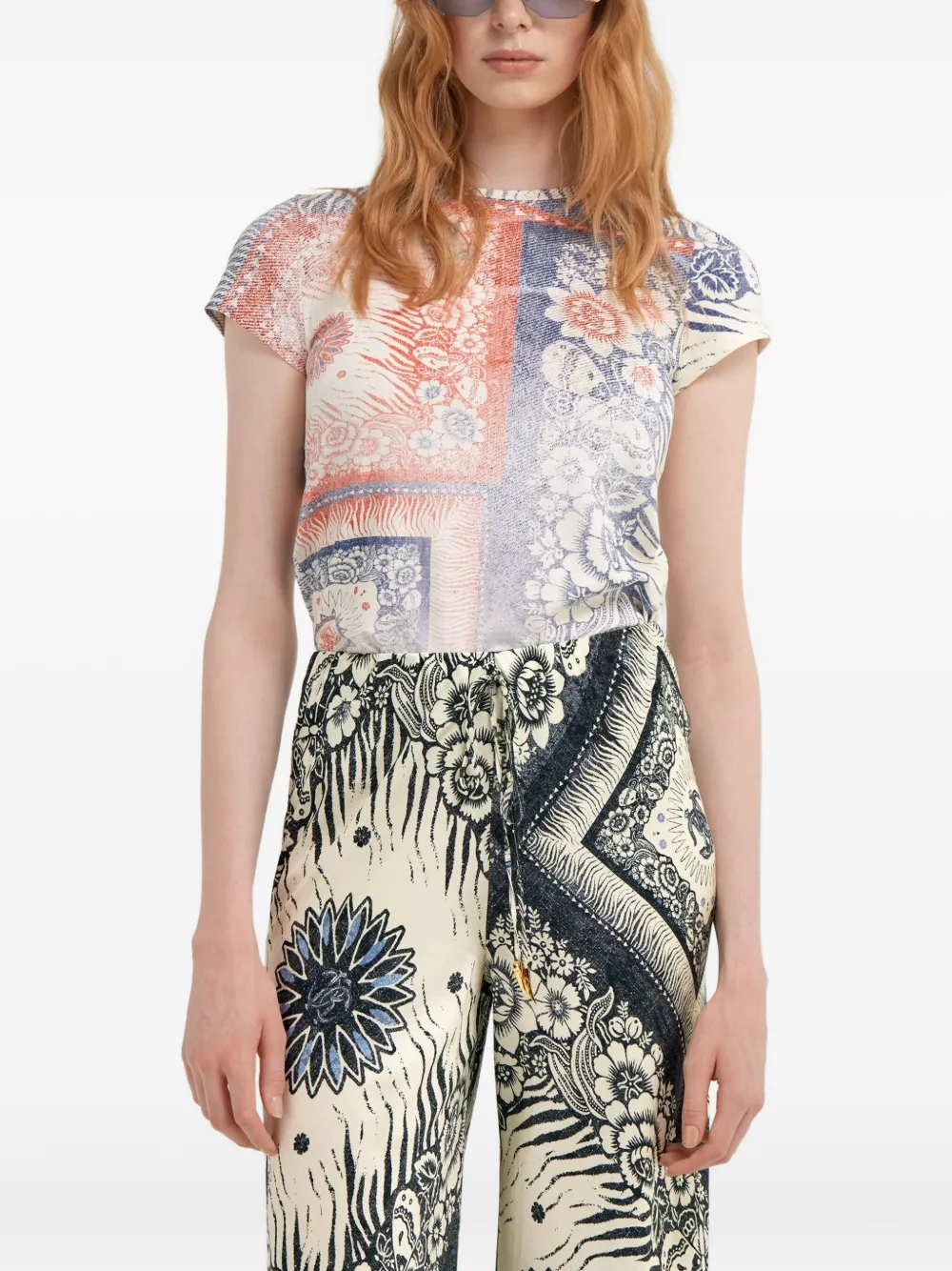 Roberto Cavalli Crew-neck Short-sleeve T-shirt In Blue