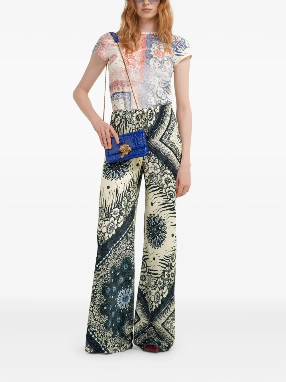 Roberto Cavalli Crew-neck Short-sleeve T-shirt In Blue