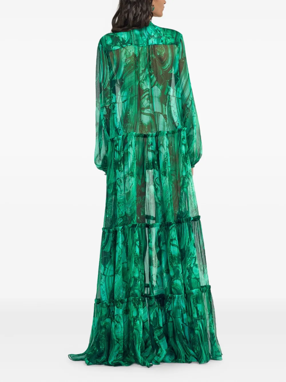 Shop Roberto Cavalli Abstract-print Maxi Dress In Green