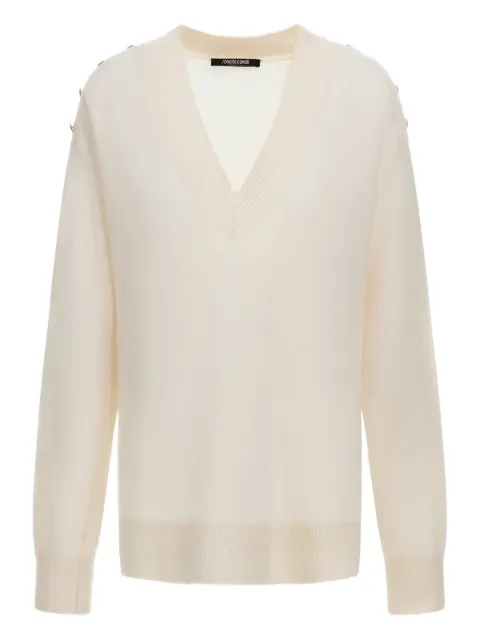 Roberto Cavalli V-neck button-embellished sweater
