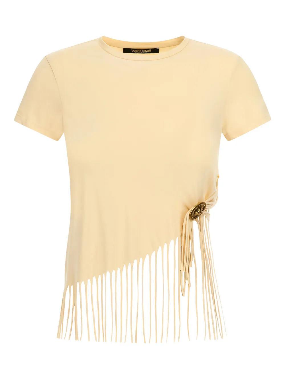 Roberto Cavalli Fringe-trim T-shirt In Neutral