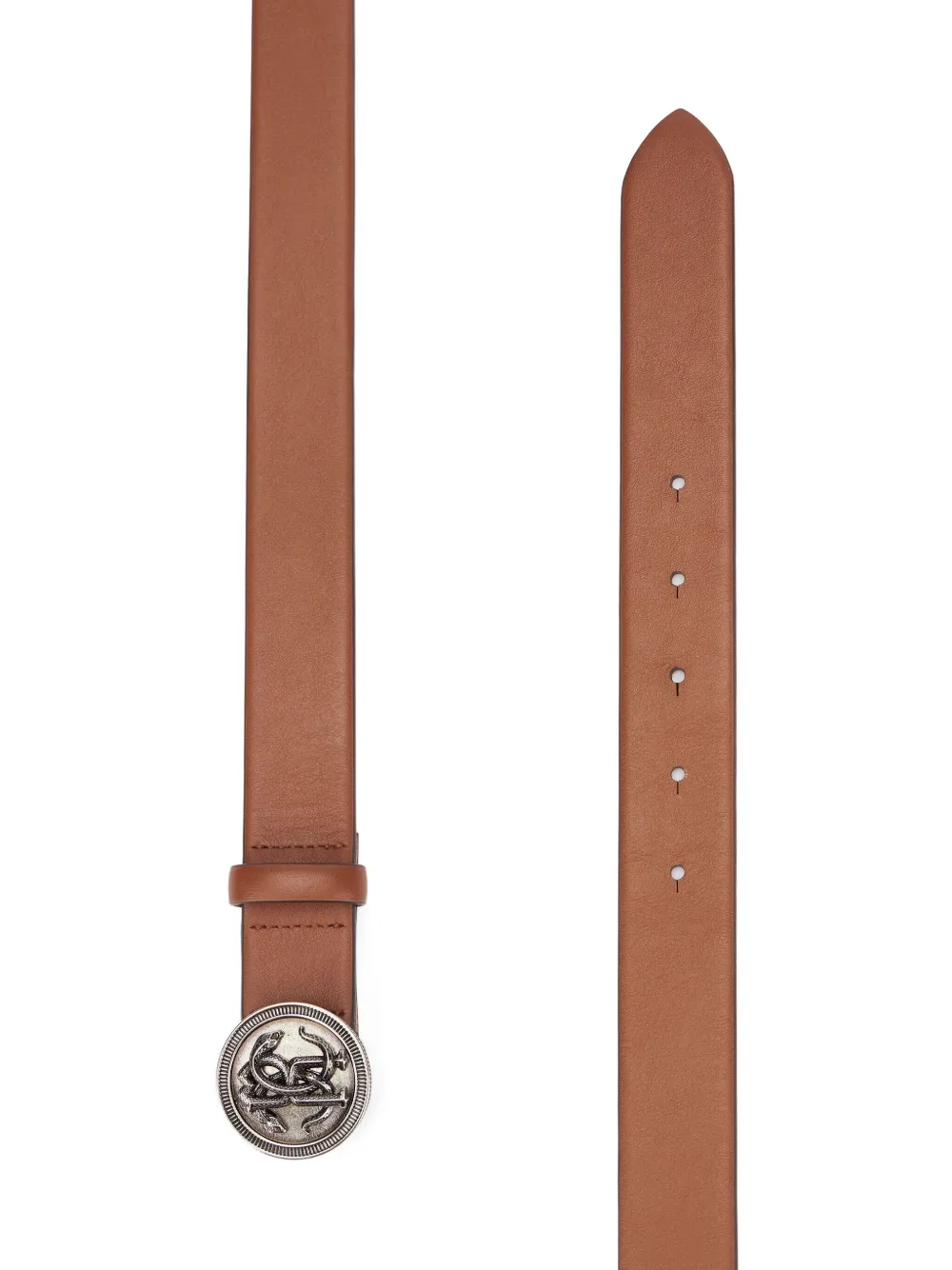 Roberto Cavalli snake-buckle leather belt - Bruin