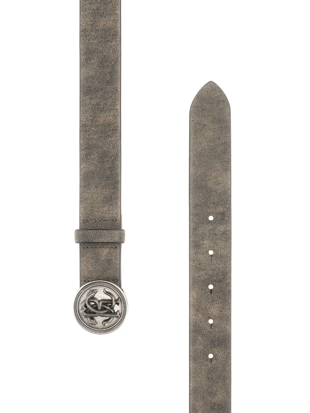 Roberto Cavalli logo circular-buckle belt - Grijs
