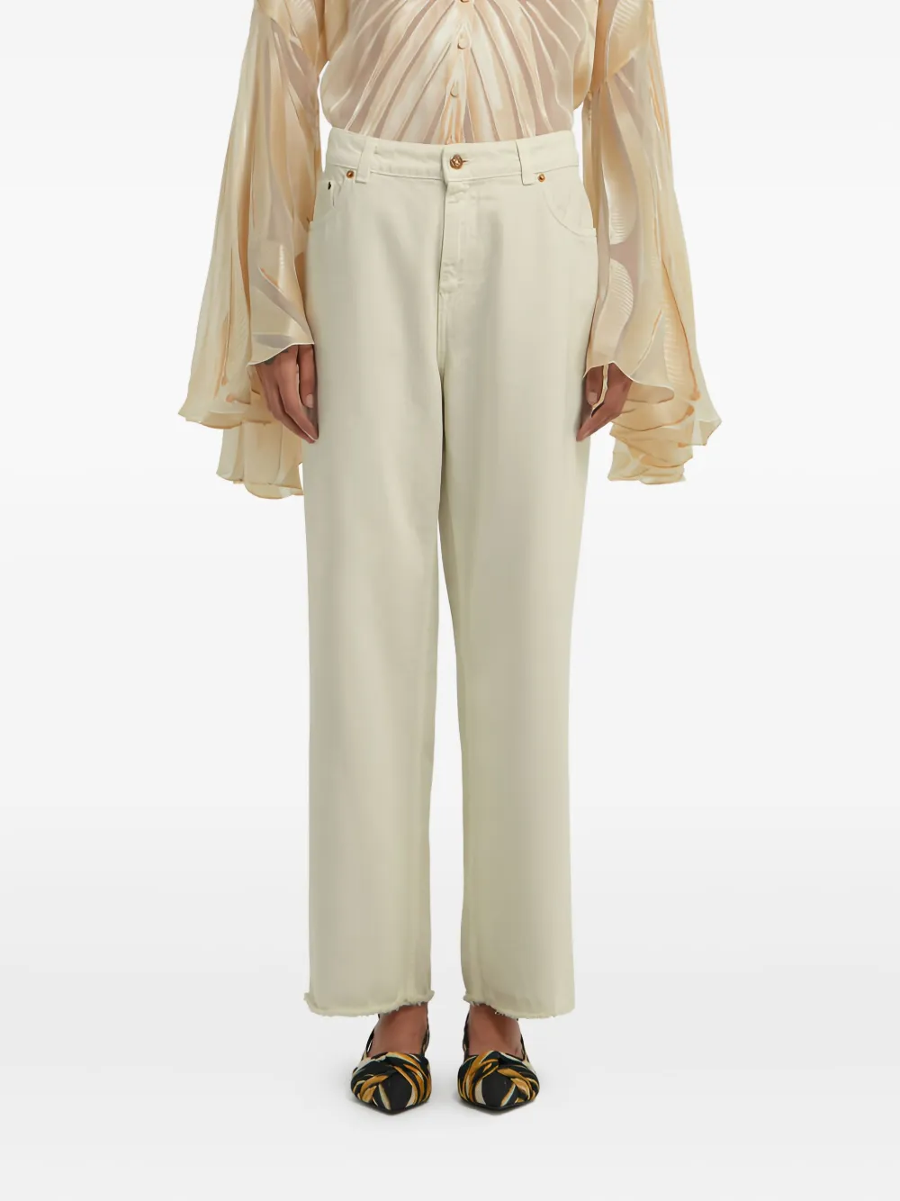 Roberto Cavalli frayed-hem cotton jeans | Wide-Leg Jeans | Image 2