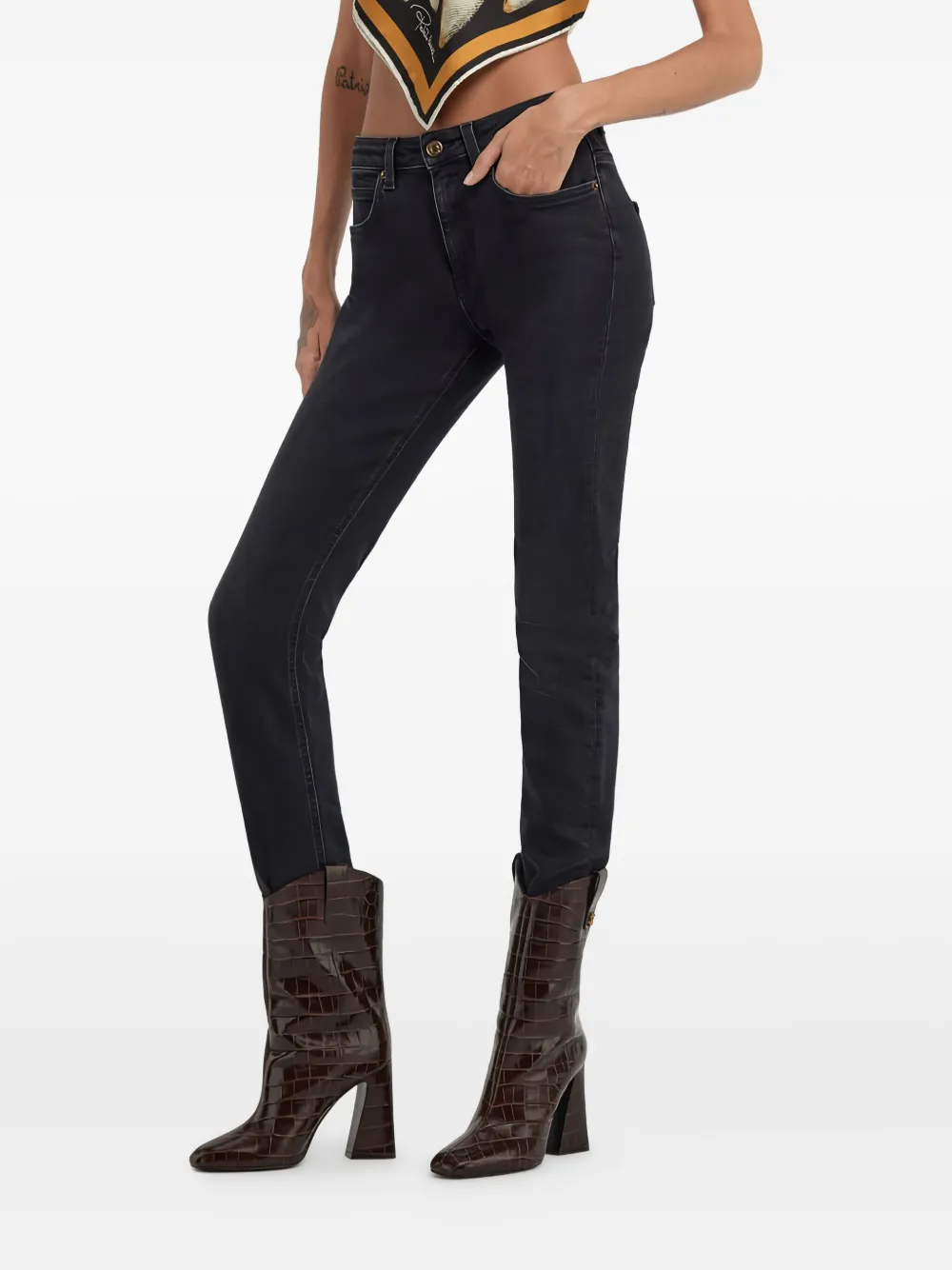 Roberto Cavalli Faded Skinny Jeans In Black