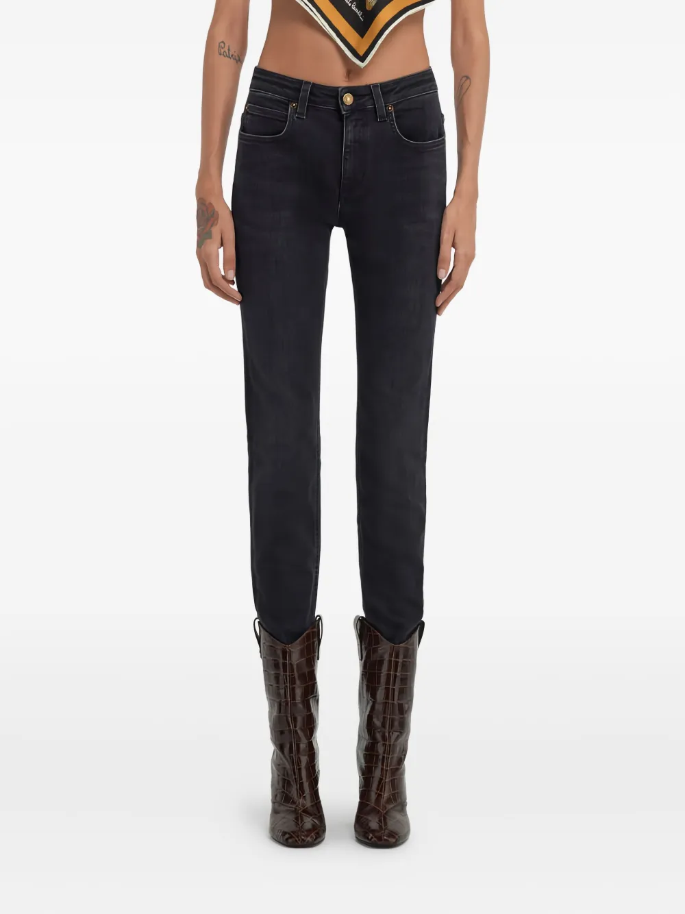 Roberto Cavalli Faded Skinny Jeans In Black