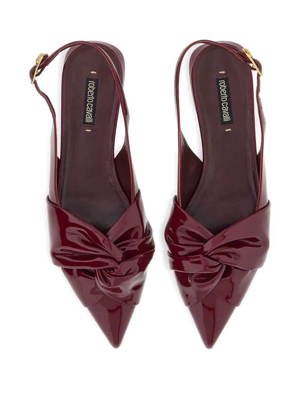 Roberto Cavalli knot-detail pointed-toe flat pumps Purple