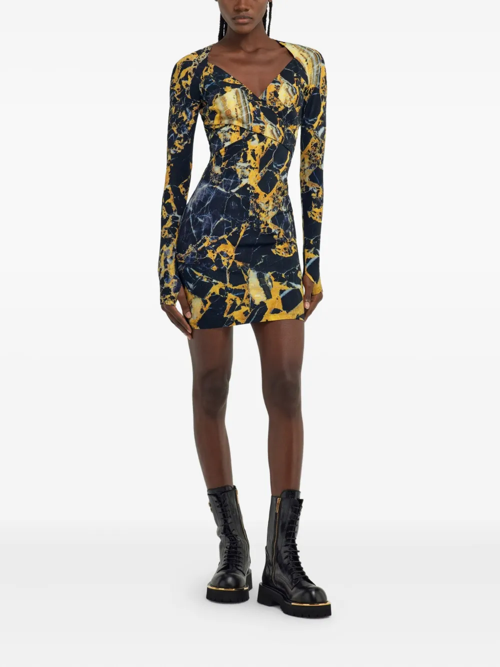 Roberto Cavalli marble-print long-sleeve mini dress | Cocktail & Party Dresses | Image 2