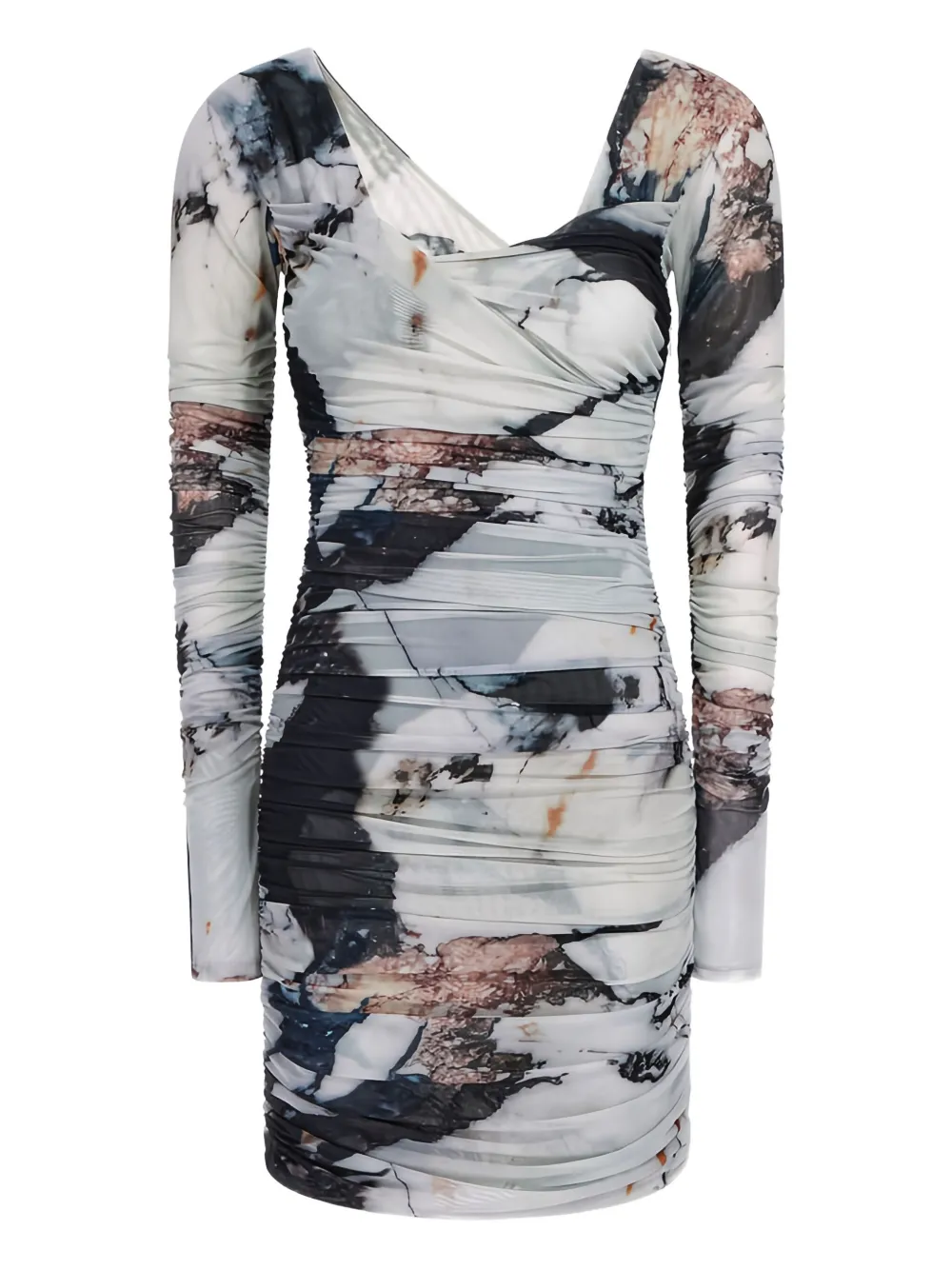 Roberto Cavalli marble-print ruched mini dress | Black | Image 1