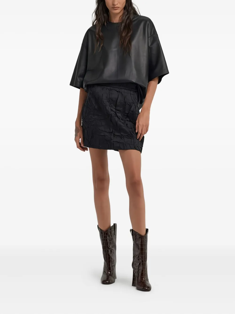 Roberto Cavalli textured mini skirt - Zwart