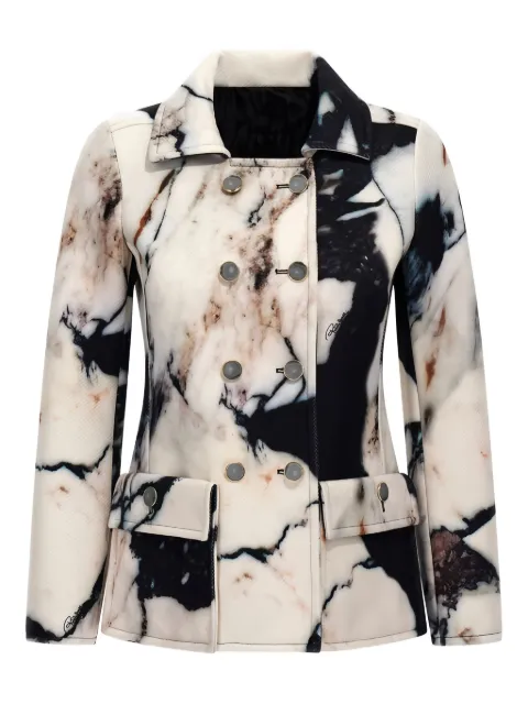 Roberto Cavalli marble-print double-breasted jacket