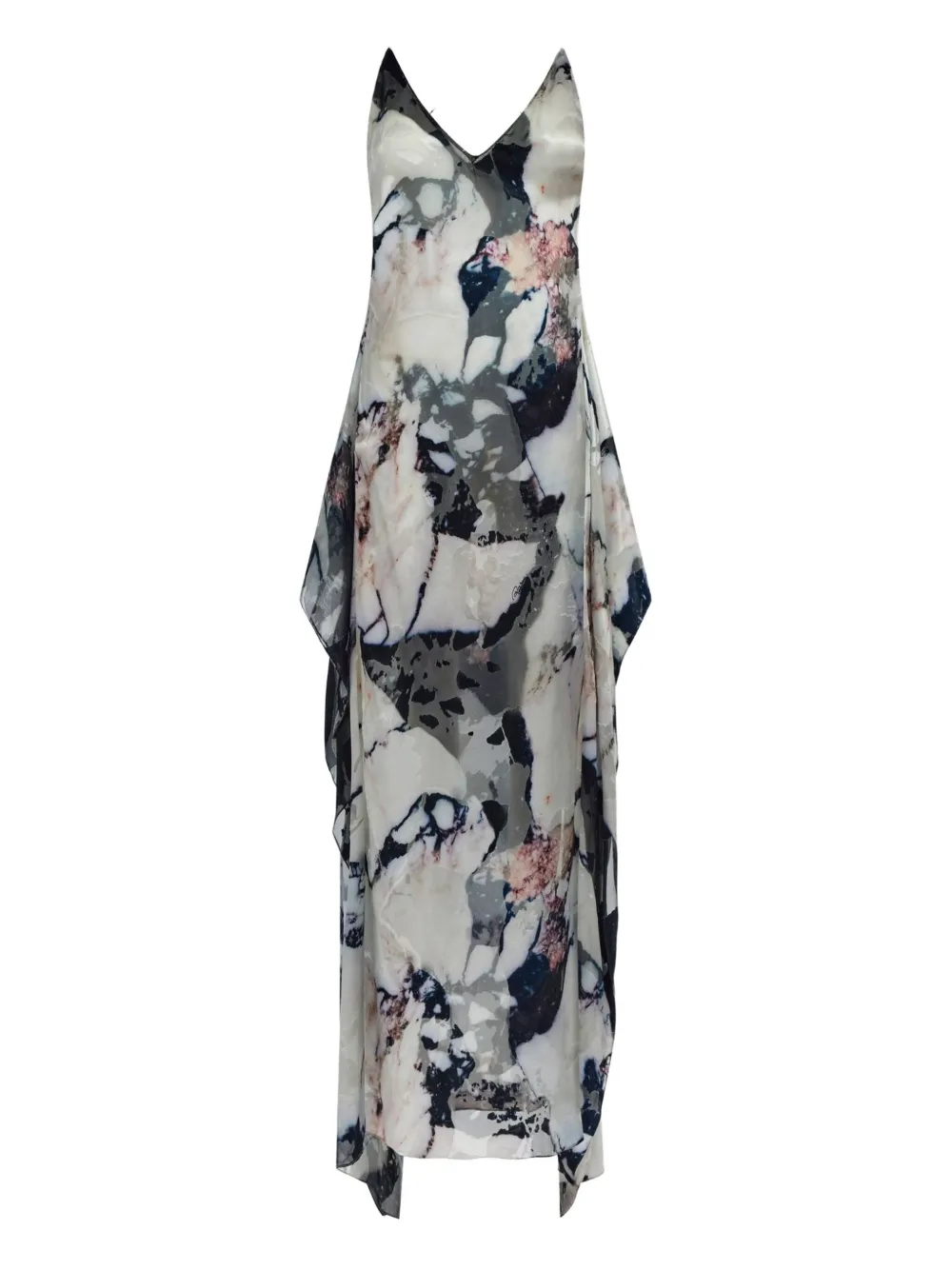 Roberto Cavalli marble-print ruffled maxi dress | White | Image 1