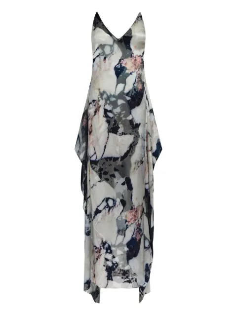 Roberto Cavalli marble-print ruffled maxi dress