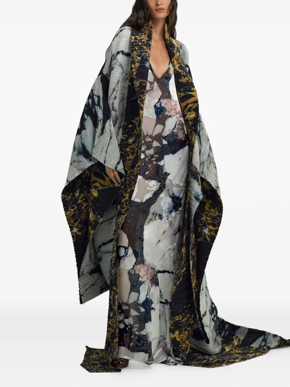 Roberto Cavalli marble-print ruffled maxi dress | Evening Dresses | Image 2
