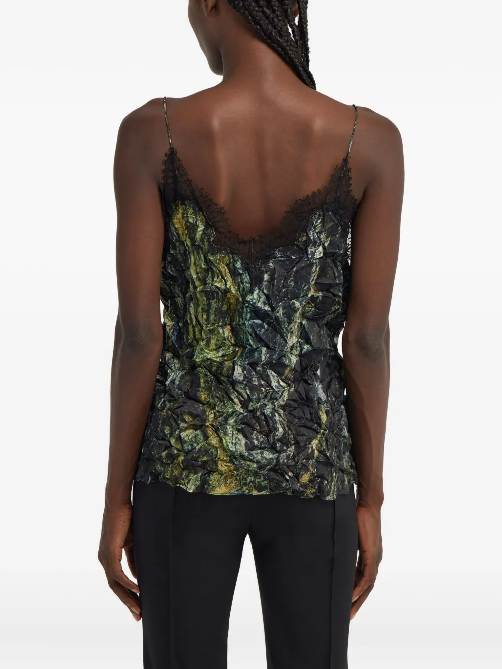 Roberto Cavalli Lace-trimmed Sleeveless Top In Multi