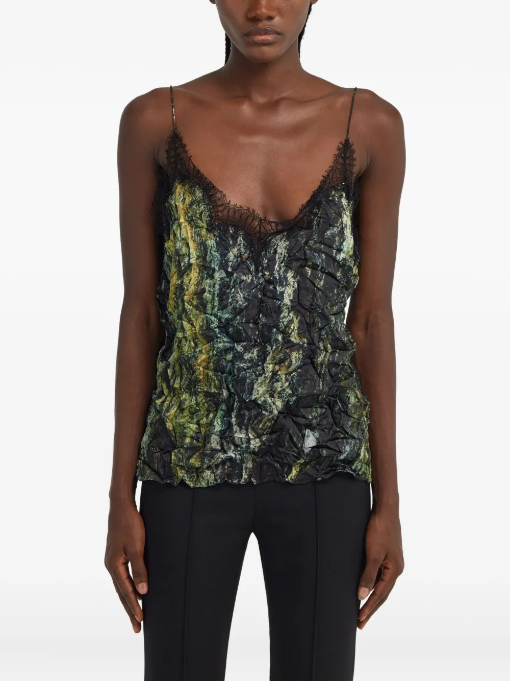 Roberto Cavalli Lace-trimmed Sleeveless Top In Multi