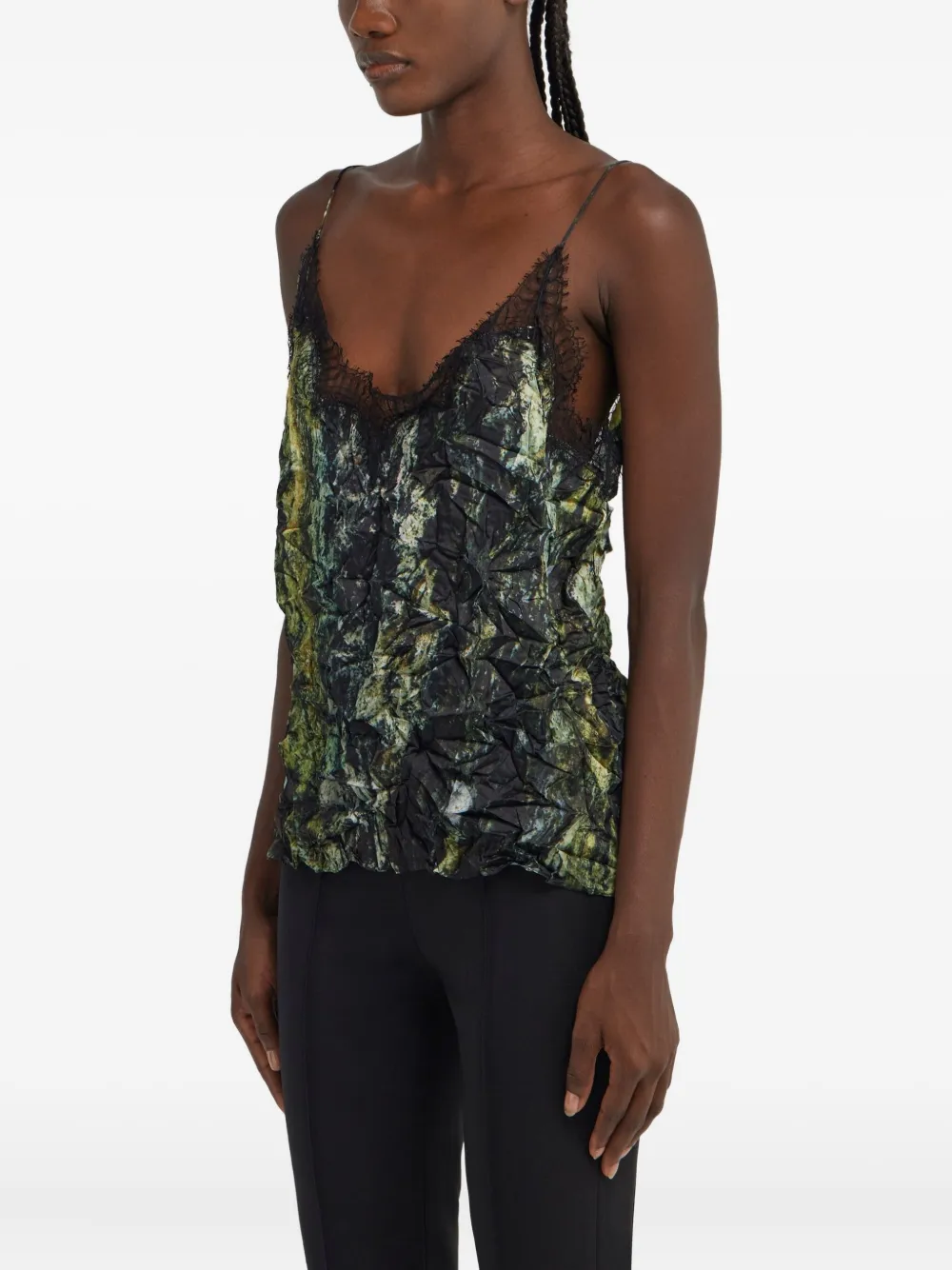 Roberto Cavalli Lace-trimmed Sleeveless Top In Multi