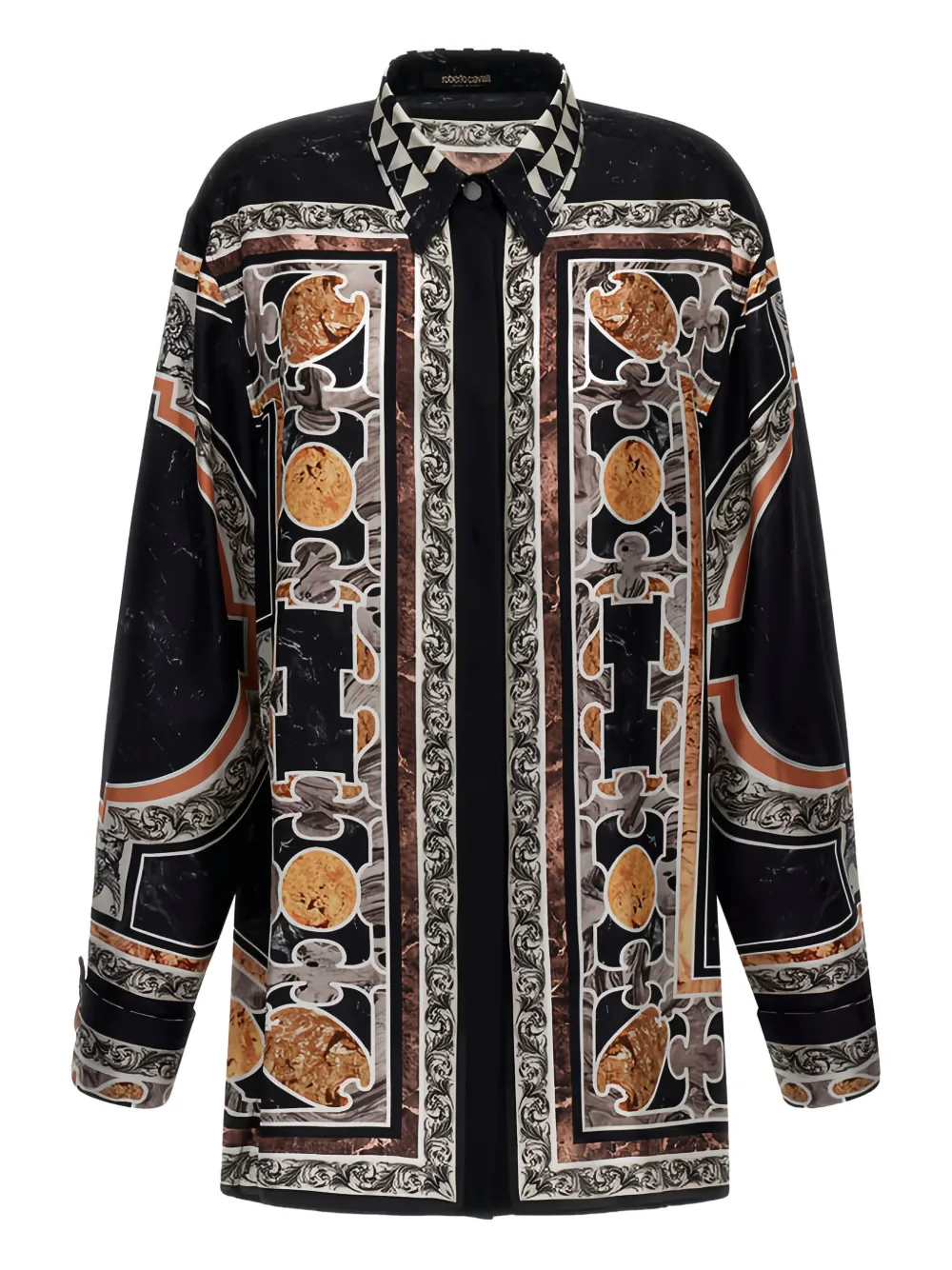 Roberto Cavalli baroque-print silk dress | Black | Image 1