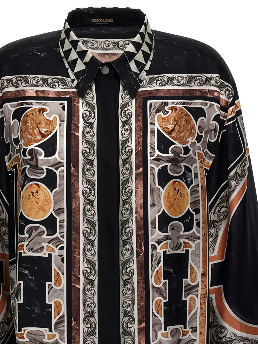 Roberto Cavalli baroque-print silk dress - Zwart