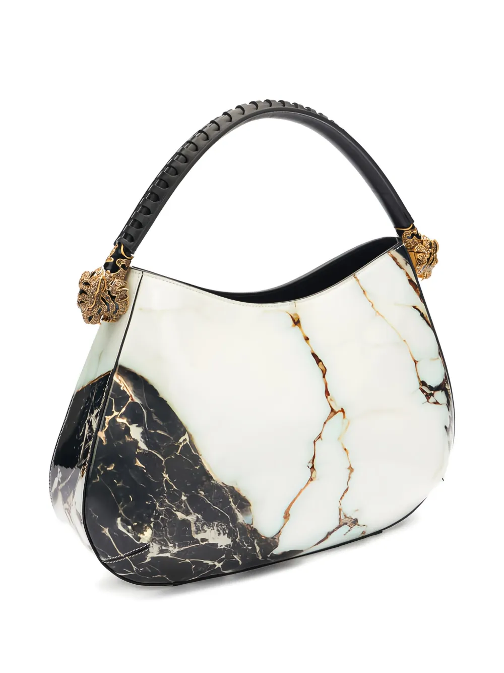  Roberto Cavalli Marble-effect Tiger-head Tote Bag - White 