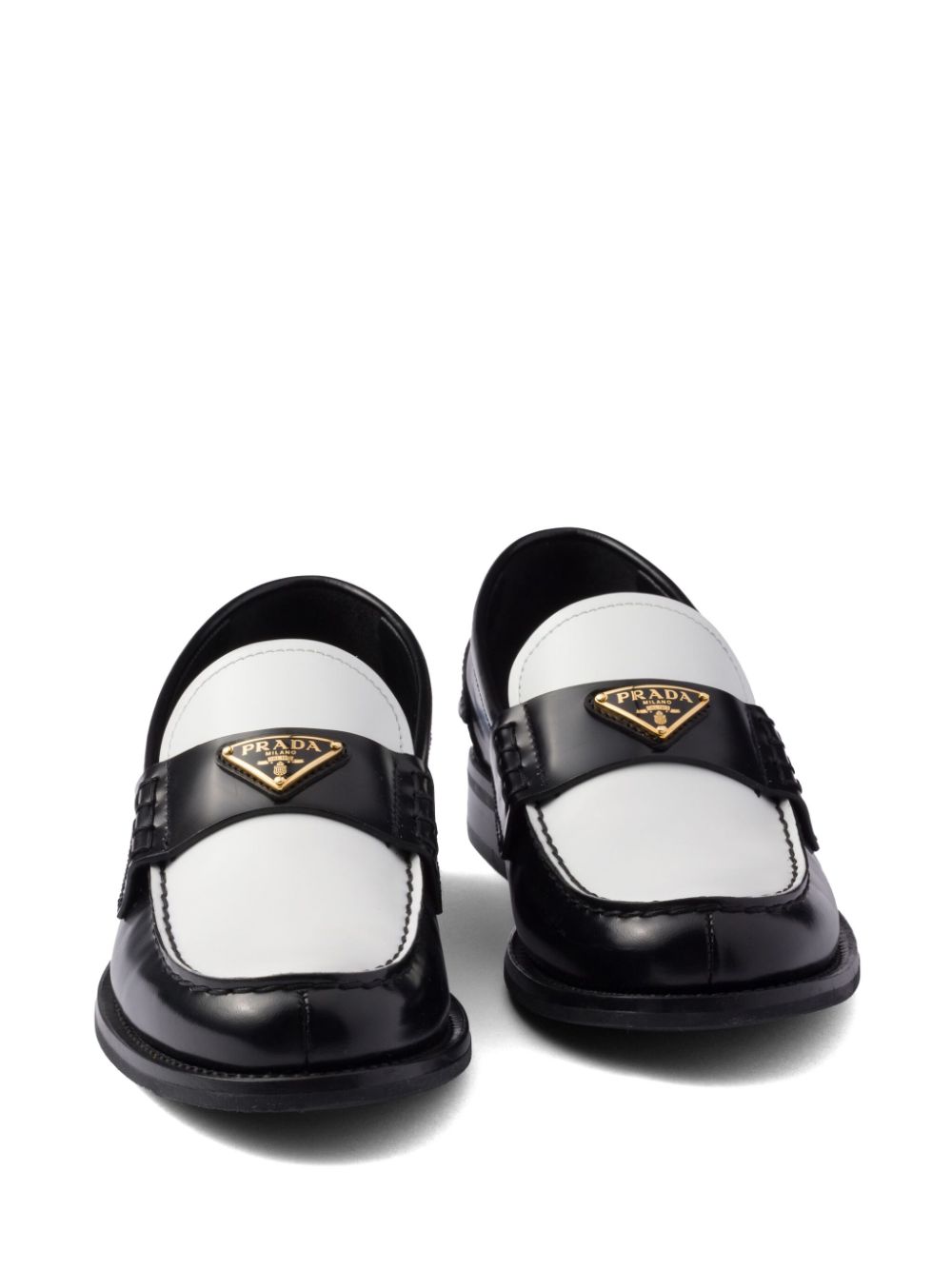 Prada Tweekleurige loafers van geborsteld leer Zwart