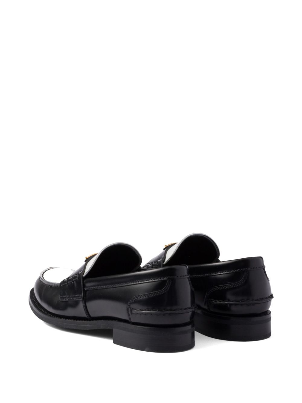 Prada Tweekleurige loafers van geborsteld leer Zwart