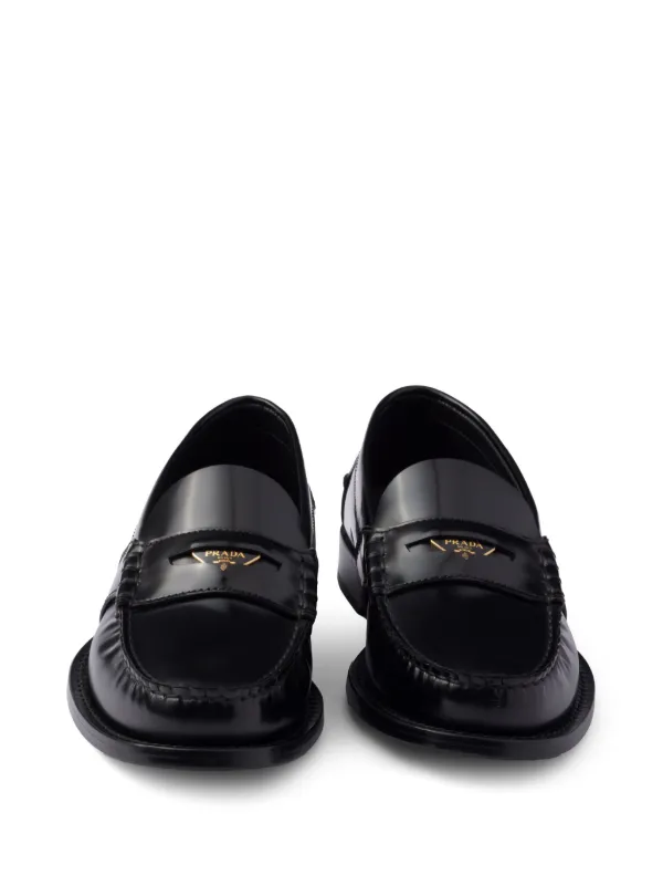 Prada レザーローファー | ブラック | FARFETCH JP