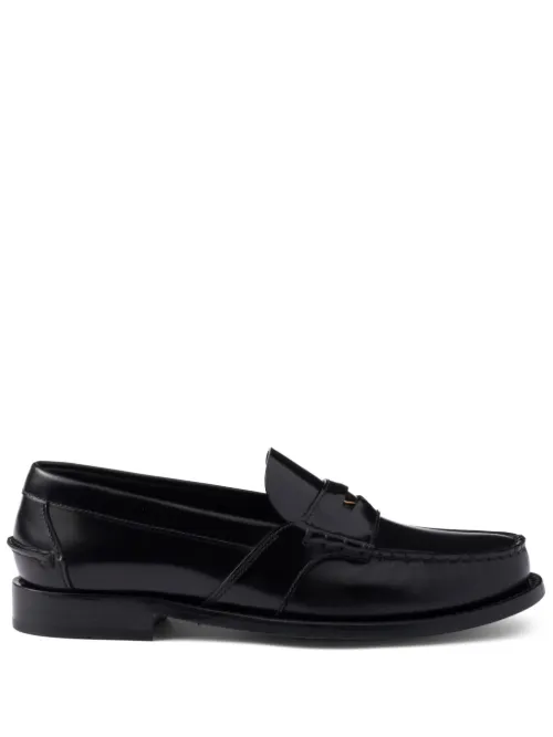 Mocassins en cuir à effet brossé - Prada - Modalova