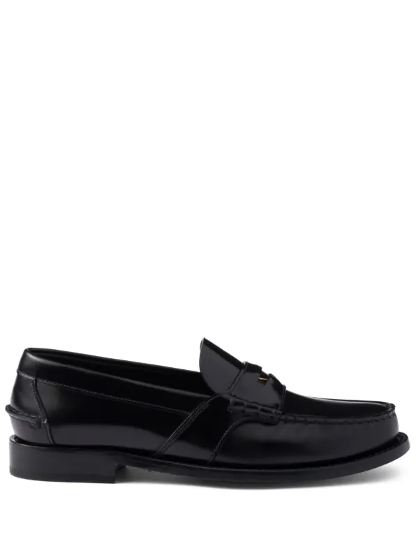 満点の Prada JP FARFETCH | ブラック | レザーローファー 靴